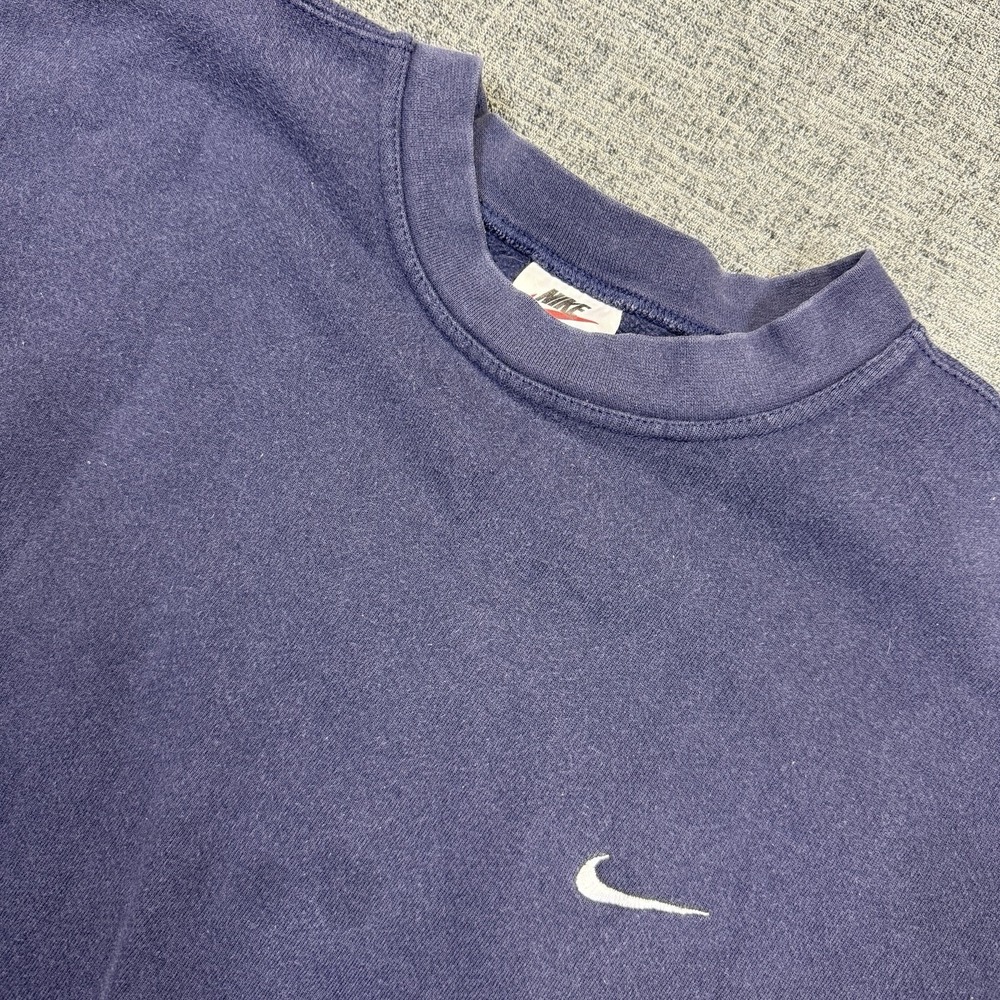 Vintage 90s Nike‎ Swoosh Crewneck Sweatshirt XXL Blue Baggy Oversized USA Made